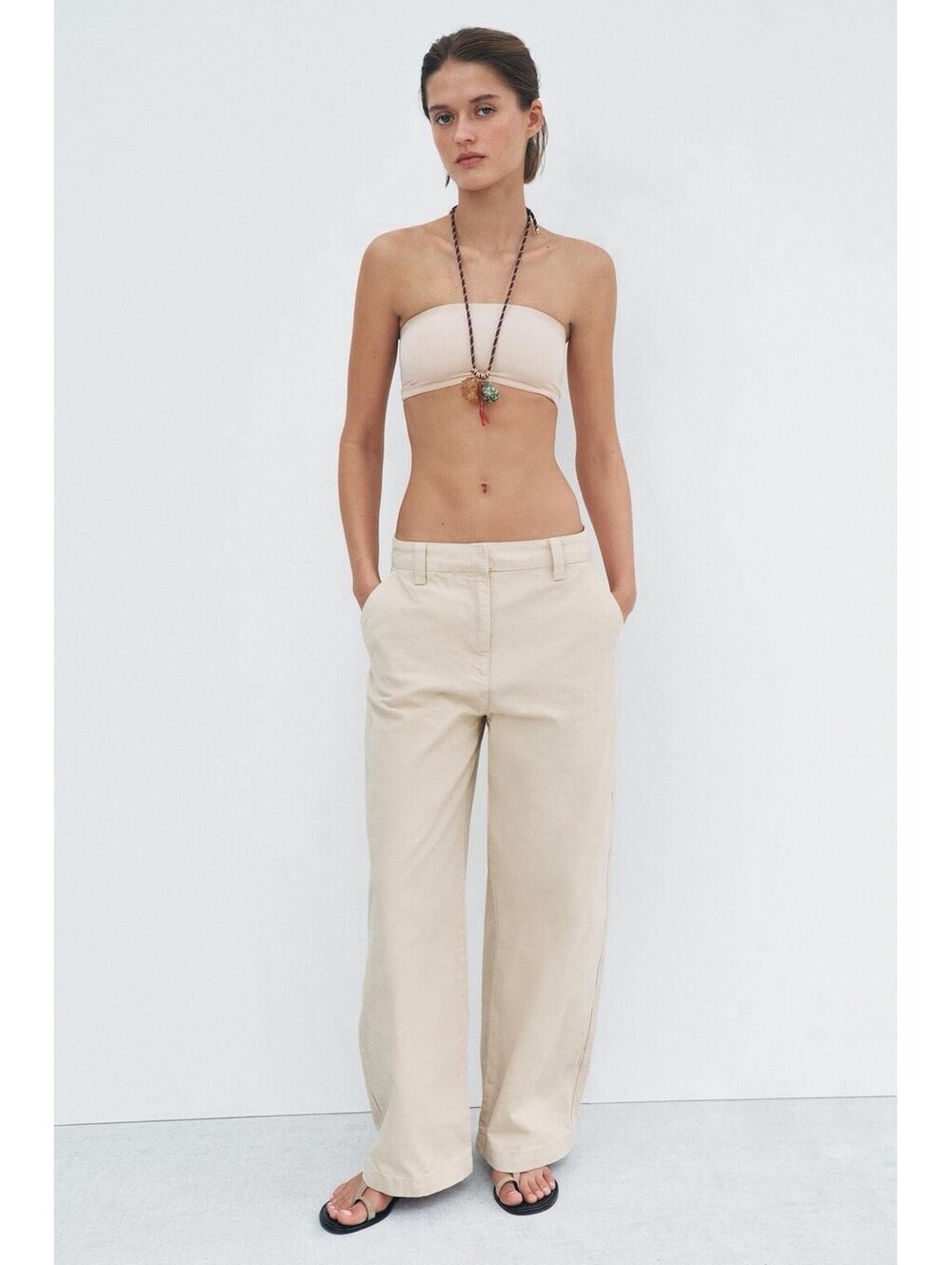 Zara ZW Collection Balloon Cotton Wide Leg Pant Light Camel 9632/072/743 NWT 12
